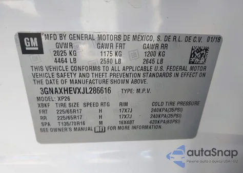 2018 Chevrolet Equinox Ls from USA, damaged, VIN 3GNAXHEVXJL286616